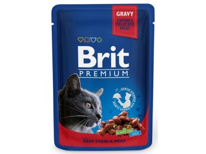Brit Premium Cat kapsa with Beef Stew & Peas 100g