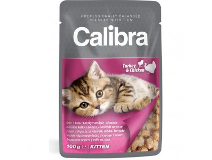 Calibra Cat Kitten kapsička kuřecí a krůtí v omáčce 100g