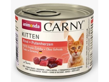 ANIMONDA konzerva CARNY Kitten - hovězí + krůtí srdce 200g