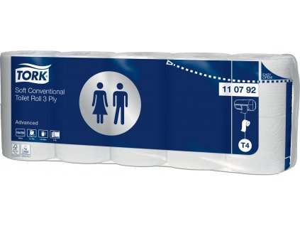 TORK 110792 – Jemný toaletní papír konvenční role T4, 3 vrst, 7 x 10 ks - Karton