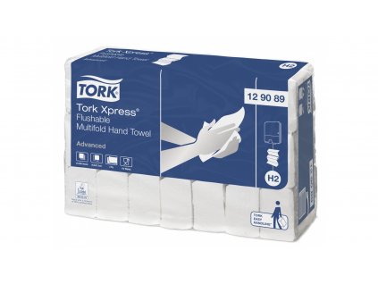 TORK 129089 – Xpress® Flushable papírové ručníky Multifold H2, 2vr., 21x200ks  - Karton