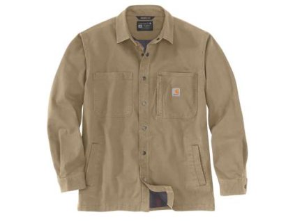Košilová bunda Carhartt Rugged Flex Relaxed Fit Canvas Fleece-Lined Snad-Front Shirt Jac