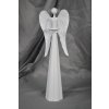 Plechový bílý anděl s kalíškem na svíčku, 41 cm