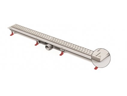 2442 linearni plastovy zlab 450mm s nerezovym rameckem a bocnim odtokem d 40 klasik floor lesk