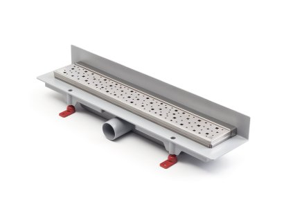 2697 linearni plastovy zlab 750mm ke stene s nerezovym rameckem a bocnim odtokem d 40 square mat