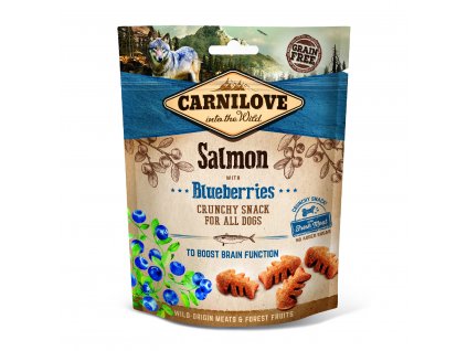 carnilove dog crunchy snack salmon blueberries with fresh meat 200g profipes cz