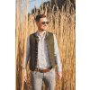 Pánská košile, bílá s jemným zeleným mysliveckým vzorem, SLIM FIT