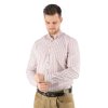 Pánská košile, bílá s jemným červeným mysliveckým vzorem, SLIM FIT