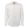Pánská košile, bílá s náprsní kapsou a hnědými knoflíčky, SLIM FIT