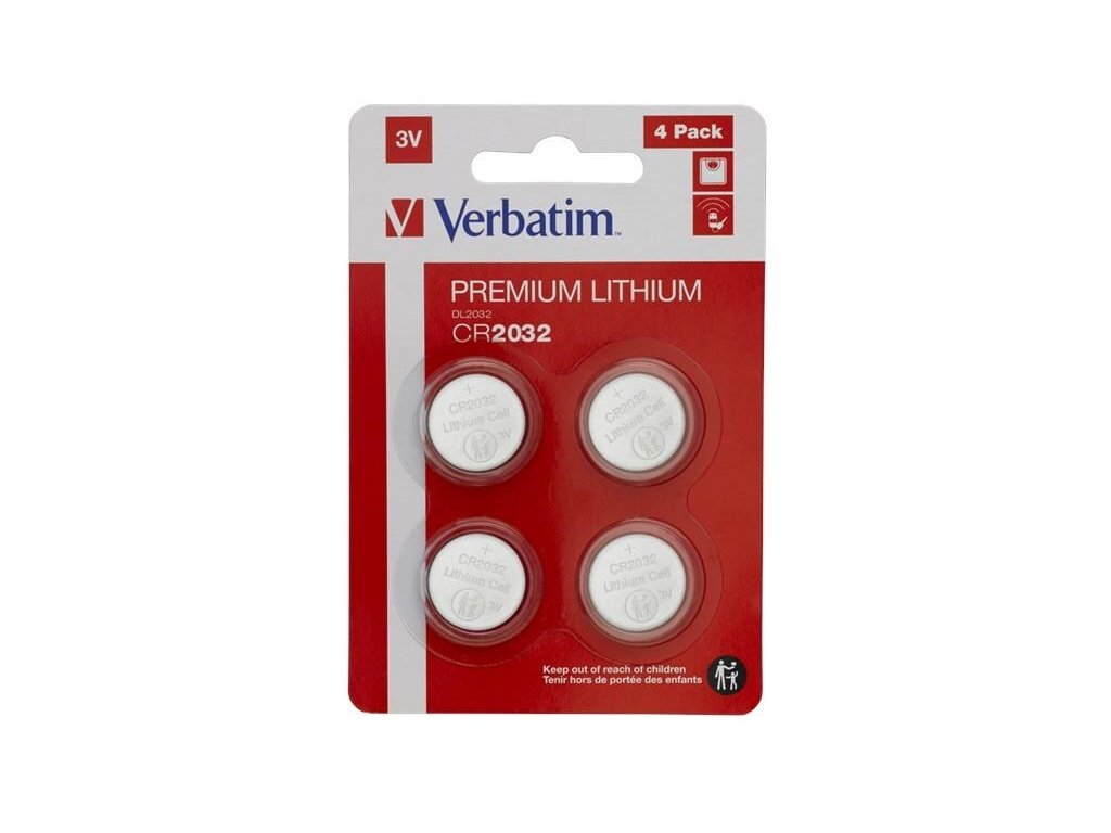 Baterie VERBATIM Lithium CR2032, 3V, 4 kusy v balení, pro dálkové ovladače: KEY, NICE, WHYEVO