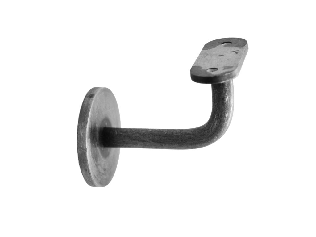 Držák madla na stěnu (pevný, plochý), odsazení 75mm, ocel bez povrchové úpravy