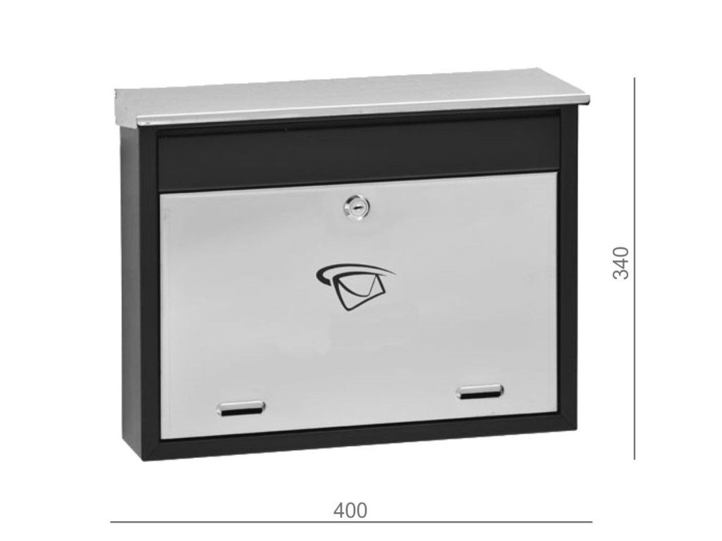 Poštovní schránka (400x340x100mm) nerez / černá, max. formát listu: C6