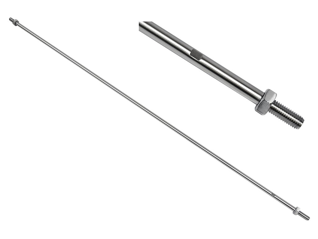 Táhlo pro kotvení skleněného přístřešku (D=10mm, L: 940mm, závit:M10, L10), broušená nerez K320/AISI304