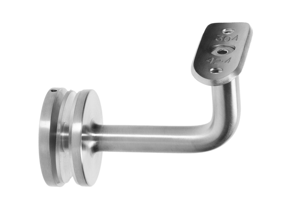 Držák madla pevný na trubku o průměru 42,4mm, s uchycením na sklo 6-21,52mm, broušená nerez K320/AISI304