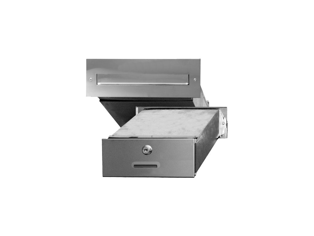 Poštovní schránka do zdi (275x90x400mm), max. formát listu: A4, leštěná nerez AISI430