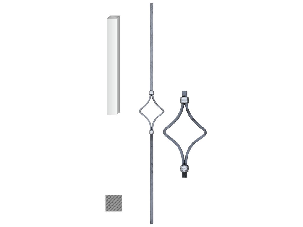 Kovaná výplň zábradlí H 1000xL110mm,12x12mm,hladká ocel