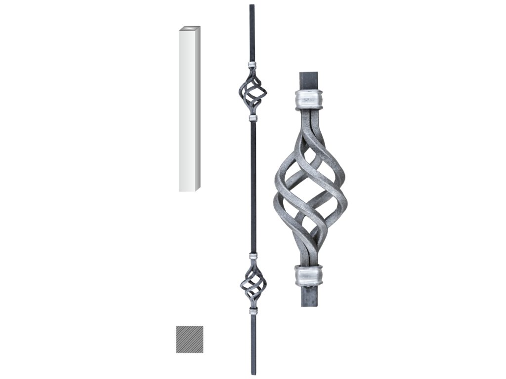 Kovaná výplň zábradlí H 900xL60mm,12x12mm,hladká ocel