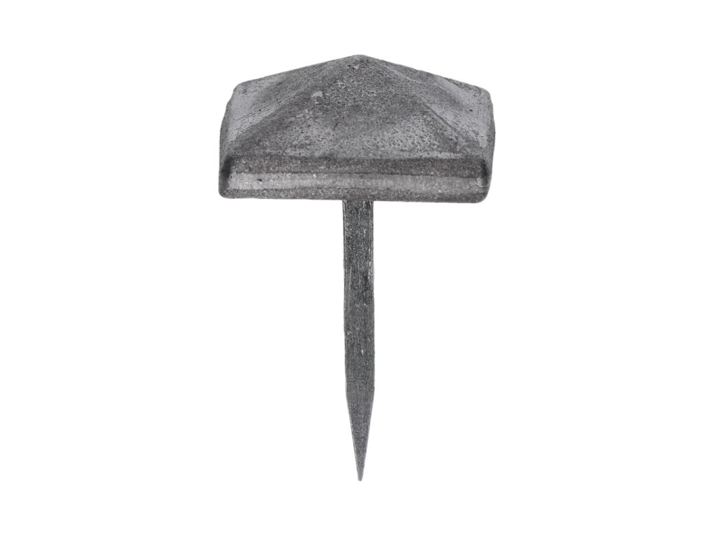 Ozdobný kovaný čtvercový hřebík, hlavička 30x30x13mm, hrot 3x2x33mm, bez povrchovej úpravy
