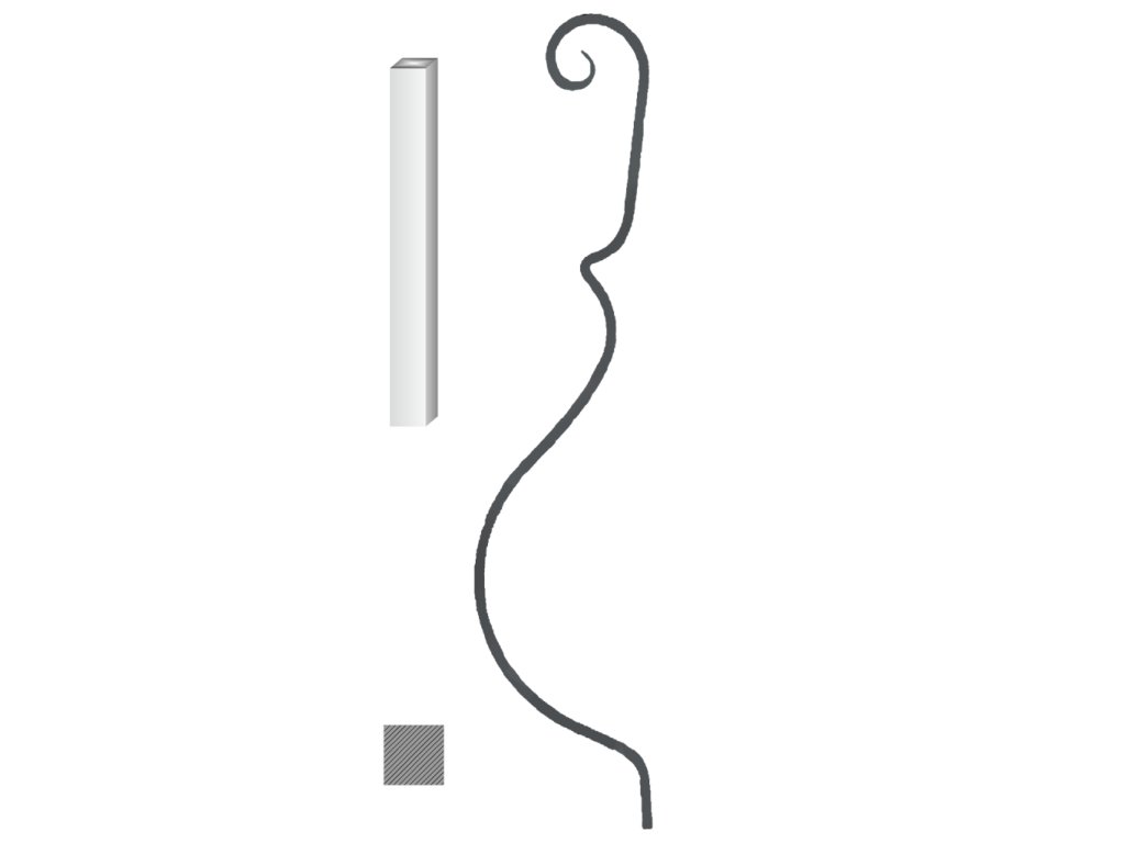 Kovaná výplň zábradlí H 1000xL220mm,12x12mm,hladká ocel