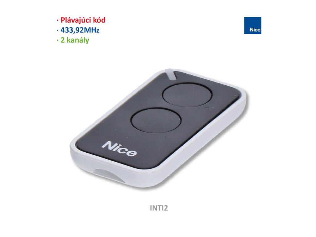 Vysílač ERA INTI 2-kanálový černý plovoucí kód, 56 x 30 x 9,5mm, 433,92MHz