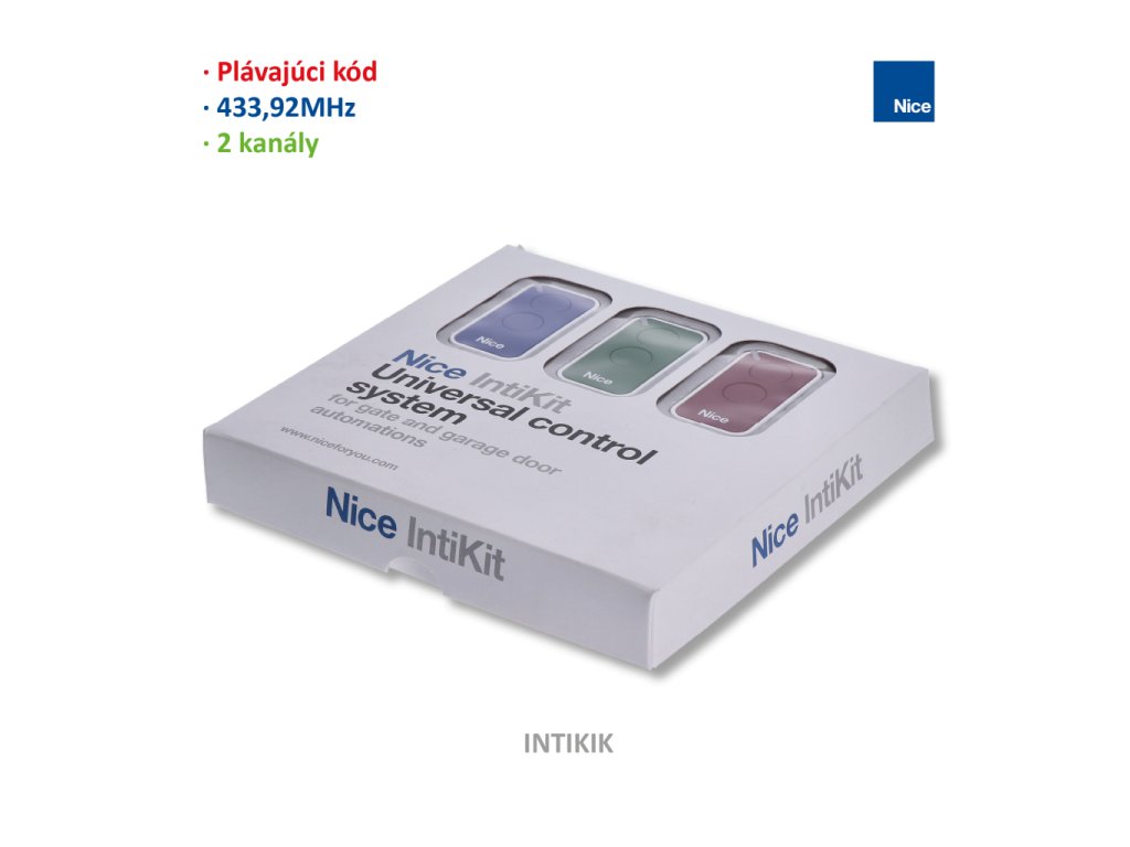 Zvýhodněná sada obsahuje příjmač OX2 a 3x vysílač INTI 2-kanálový, 433,92MHz (INTI2B, INTI2R, INTI2G)