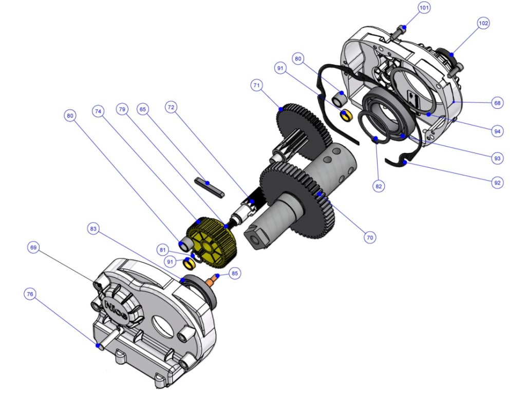Převodovka bez motoru pro závoru SBAR/ XBAR, dodavatelský kód PRXB02