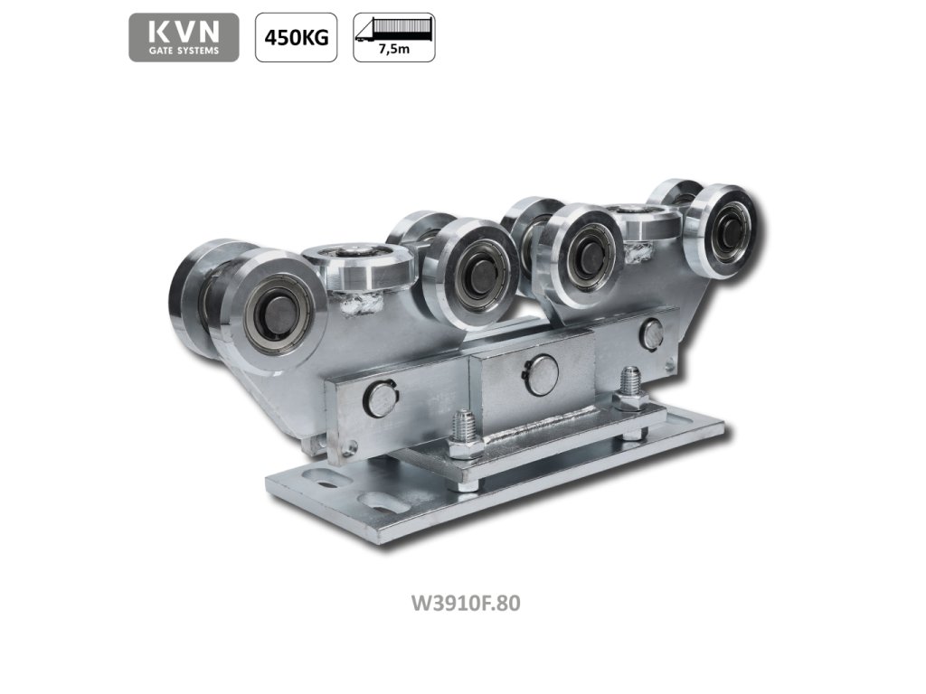 Vozík pro C-profil 80x80x5mm výškově nastavitelný, 10x ocelové kolečko s ložiskem 6204ZZ, galvanické zinkování