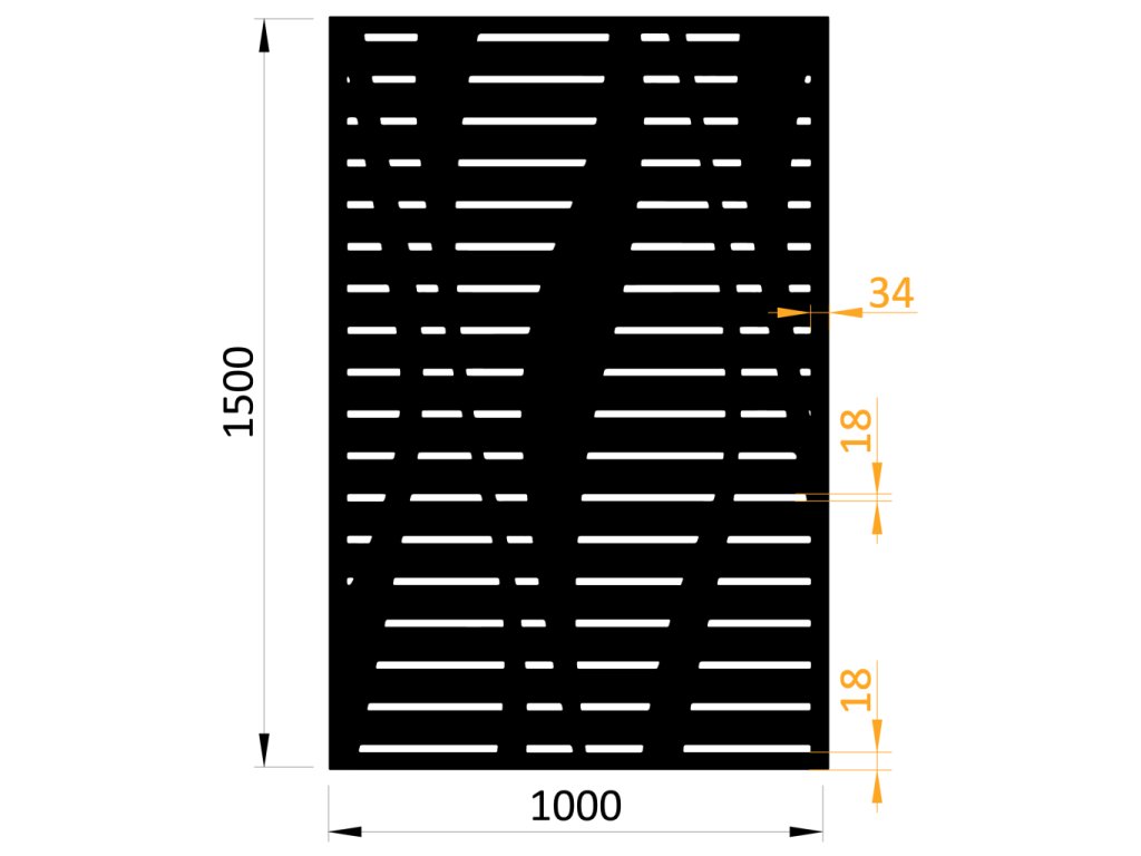 Designová kovová výplň, rozměr 1000x1500x2,0mm, laserem vypálený vzor 9341, bez povrchové úpravy