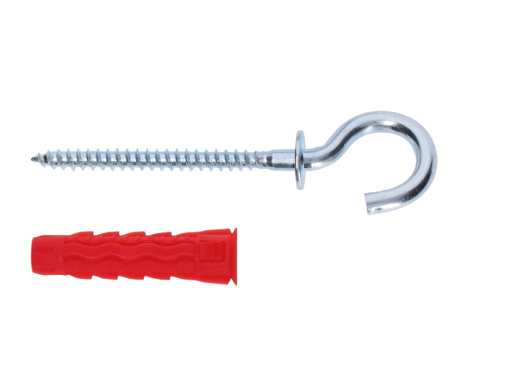 Hmoždinka uzlovací s vrutem s kruhovým hákem (Rozměry hmoždinky 6x30mm)