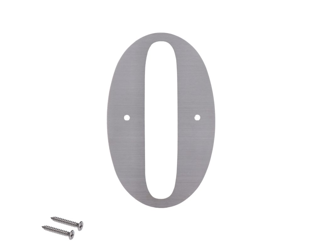 Domovní čísla 0-9, 127x1,5mm, s otvory, broušená nerez K320/AISI304 (Číslo 0)