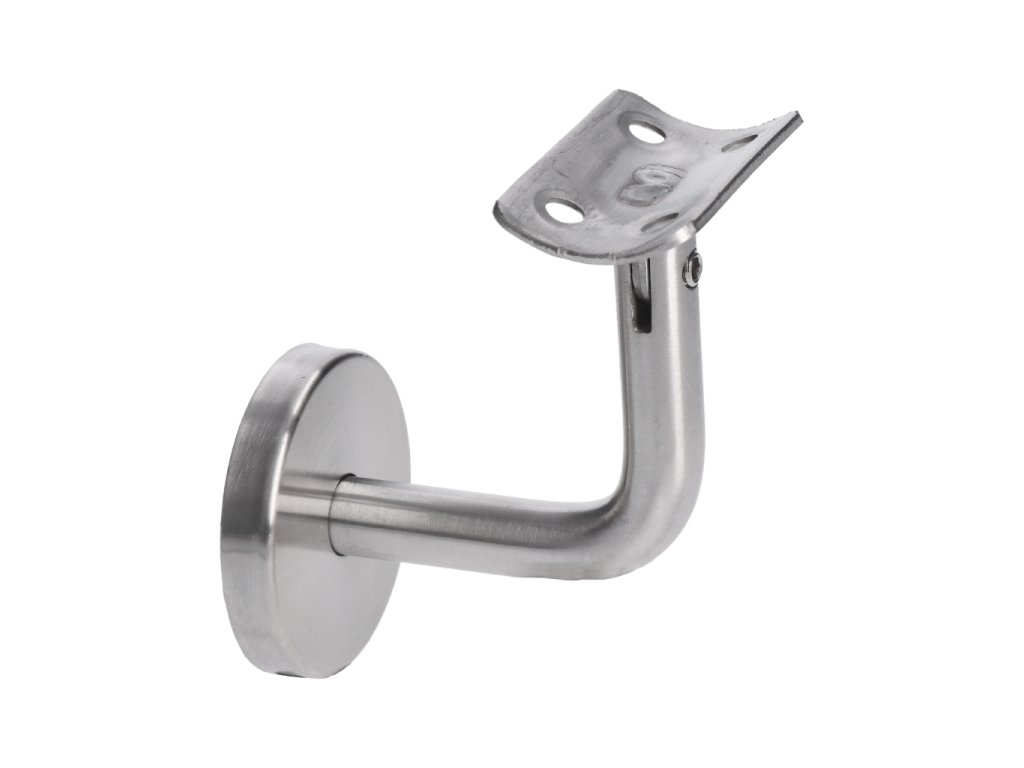 Držák madla na stěnu, nastavitelný, na trubku o průměru 42,4mm s krytkou, broušená nerez K320/AISI304