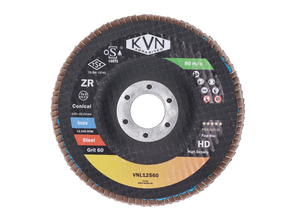 Prémiový lamelový kotouč na ocel a nerez, 125mm, zrno 60, extra hrubý PREMIUM
