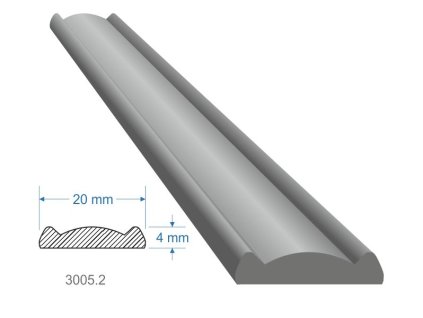 Pásovina plochá B, 20x4mm s obloučkem, měkká, délka 3m