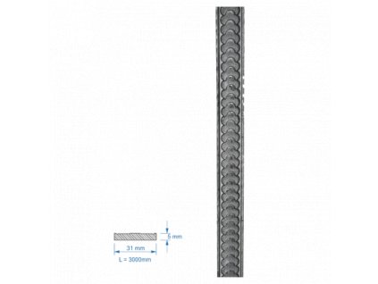 Madlovina vzorovaná 31x5mm, délka=3000mm