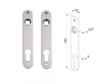 LOCINOX® krycí štítek s otvorem pro kliku a cylindrickou vložku, rozteč 92mm, materiál: nerezavějící ocel, cena za PÁR