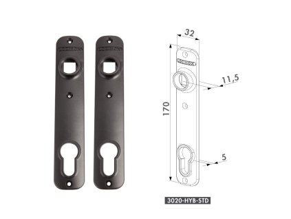 LOCINOX® krycí štítek s otvorem pro kliku a cylindrickou vložku, rozteč 92mm, materiál: polyamid, cena za PÁR