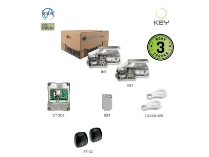 UNDERKIT podzemní pohon pro dvoukřídlou bránu do 3m/křídlo, 2xINT, 1xCT202, 1xRX4, pár FT-32, 2xSUB-44WR