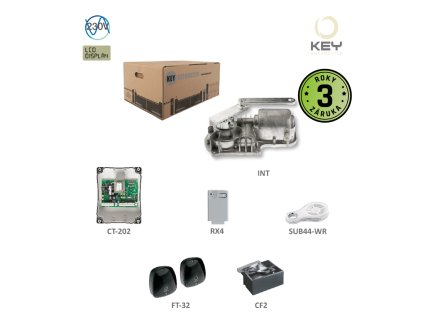 UNDERKIT podzemní pohon pro jednokřídlovou bránu do 3m/křídlo se základovou krabicí 1xCF, 1xINT, 1xCT-202, 1xRX4, 1pár FT-32, 1xSUB-44WR