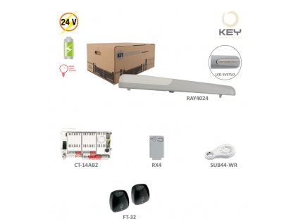 RAY42 KIT pro jednokřídlou bránu do 4m/křídlo, 1x RAY4024 (24V, 120W, 2000N), 1x SUB-44WR, 1x CT-14AB2, 1xRX4, 1 pár FT-32