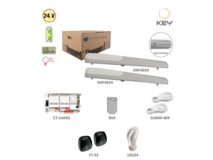 RAY42 KIT pro dvoukřídlou bránu do 4m/křídlo, 2x RAY4024 pohon 24V, 120W, 2000N, 2x SUB-44WR, 1x LED24, 1x CT-14AB2, 1x RX4, 1 pár FT-32