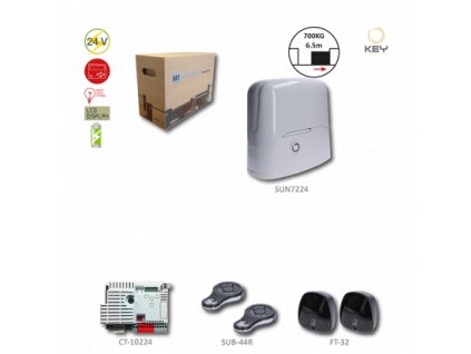 SUNKIT80 pro posuvnou bránu do 700kg, 1x SUN7224 (24V, 500W, 34Nm), 1x CT10224, 2x SUB-44R, 1 pár FT-32