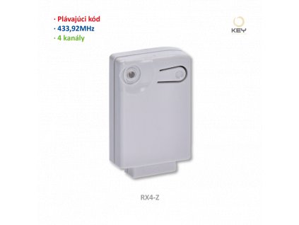 RX4Z (dočasná verze) přijímač interní 4-kanálový (433MHz), plovoucí kód, paměť: 400 kódů. Kompatibilní pouze s elektronikami CT-14AB2-Z