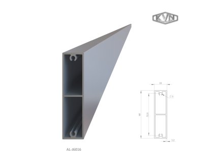 Hliníkový profil na výplň 60x16mm, přírodní hliník EN AW-6060 T66, bez povrchové úpravy, délka 6m