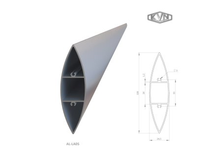Hliníkový profil na výplň 100x24,5mm, přírodní hliník EN AW-6060 T66, bez povrchové úpravy, délka 6m