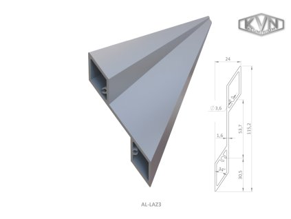 Hliníkový profil 115,2x24mm na výplň tl.1,6mm, přírodní hliník AW-6060 T66, bez povrchové úpravy, délka 6m