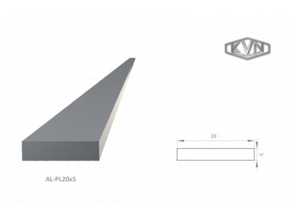 Pásovina 20x5mm, materiál EN AW-6060 T66, přírodní hliník bez povrchové úpravy, délka=6000mm