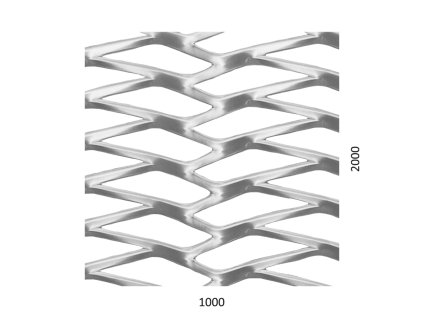 Tahokov AL, dekorativní oko: 76x20mm, můstek: 5mm (1000x2000x2mm), orientace oka: rozměr oka 76mm je rovnoběžný s rozměrem tabule 1000mm