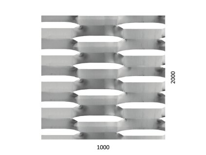 Tahokov AL, šestihranné oko, neválcované: 225x52mm, můstek: 24mm (1000x2000x2mm), orientace oka: rozměr oka 225mm je rovnoběžný s rozměrem tabule 1000mm