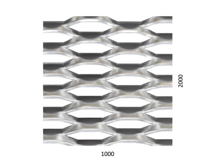 Tahokov AL, šestihranné oko, neválcované: 47x13mm, můstek: 5mm (1000x2000x2mm), orientace oka: rozměr oka 47mm je rovnoběžný s rozměrem tabule 1000mm