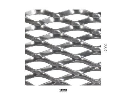 Tahokov AL, kosočtvercové oko, neválcované: 62,5x25mm, můstek: 9,1mm (1000x2000x2mm), orientace oka: rozměr oka 62,5mm je rovnoběžný s rozměrem tabule 1000mm